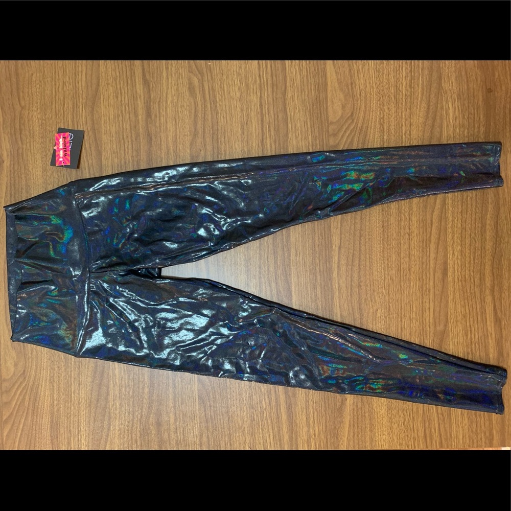 Black/iridescent high waist ONZIE leggings